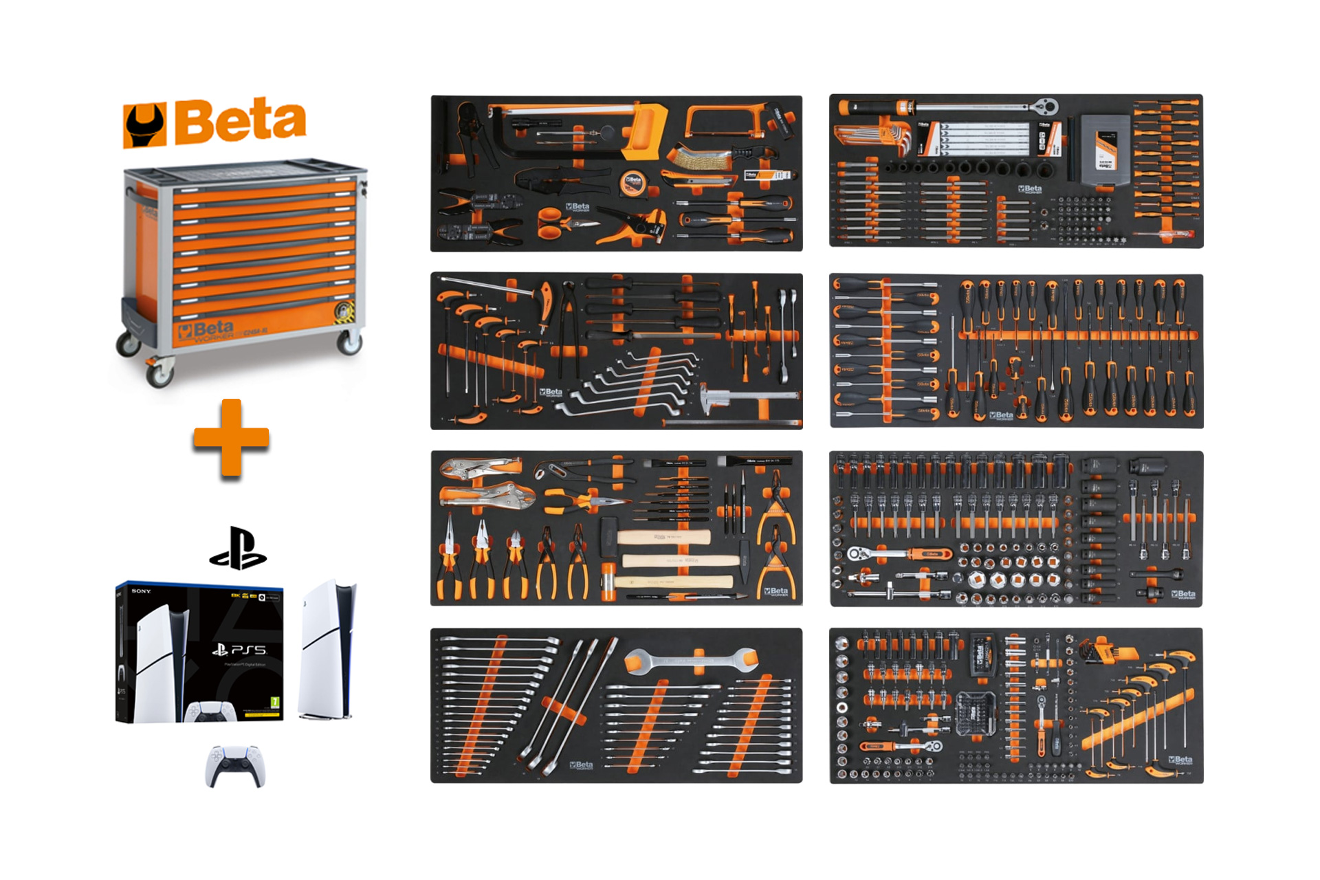 Beta Tools Gereedschapswagen BW 2400S XL9/E-XXL + GRATIS Playstation 5 Slim Digital Edition