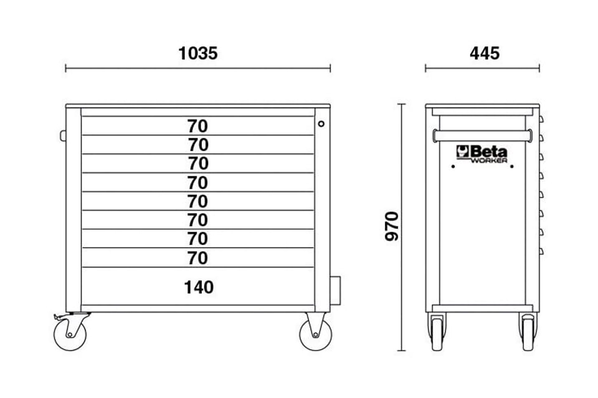 Beta Tools Gereedschapswagen BW 2400S XL9/E-XXL + GRATIS Playstation 5 Slim Digital Edition - Afbeelding 3