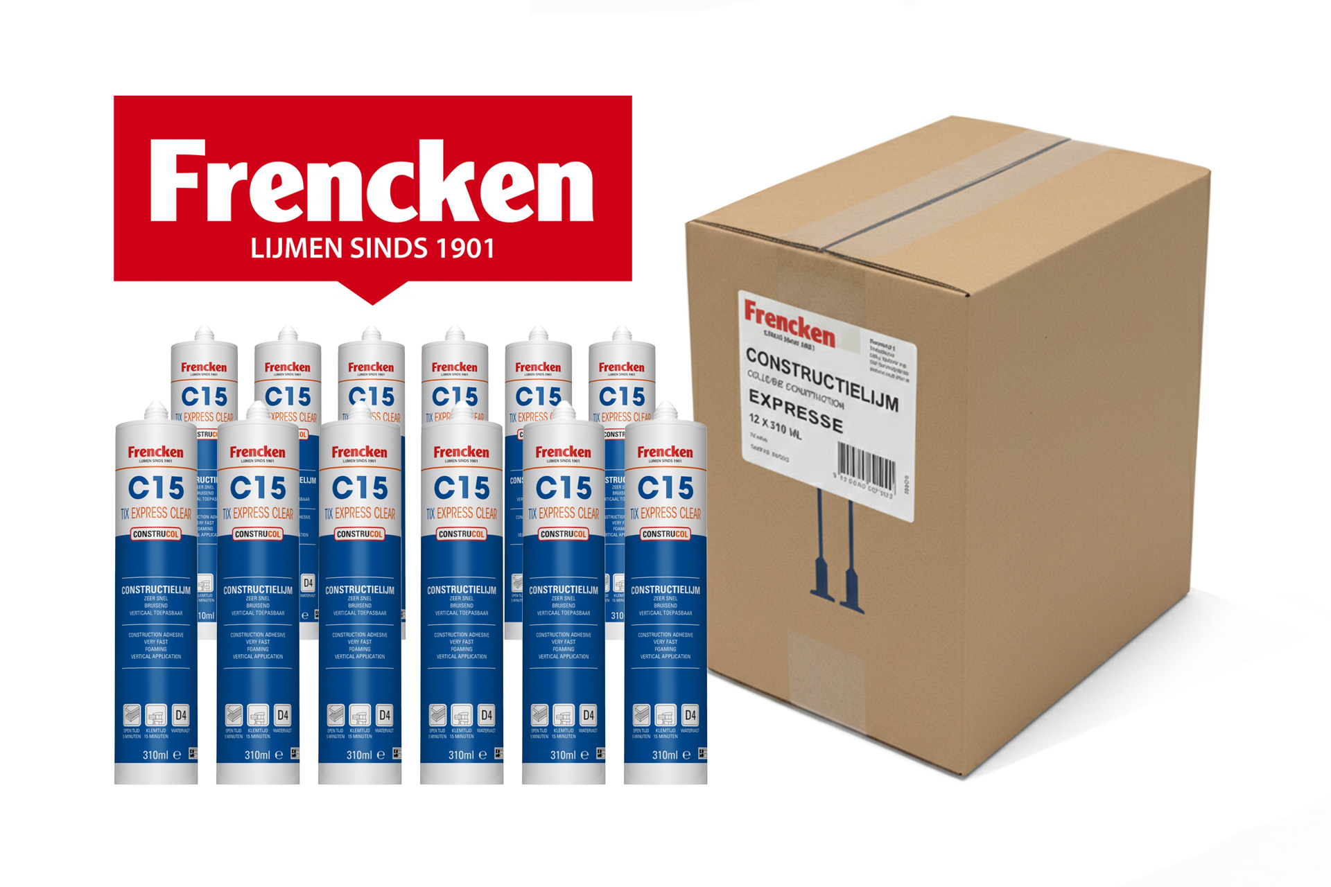 Frencken C15 TIX Express Constructielijm 12x 310ml transparant
