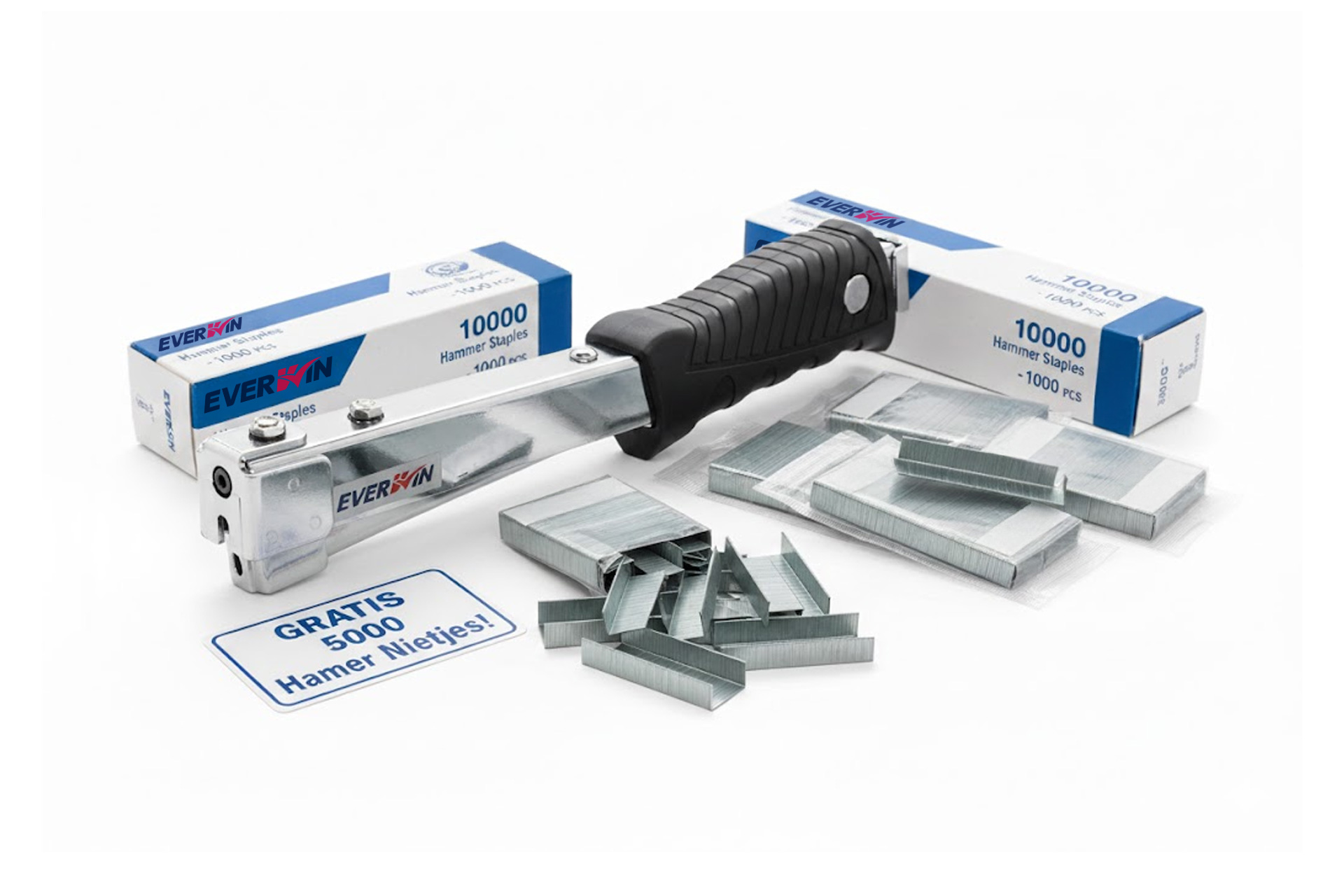 Everwin hamertacker T50 inclusief 5000 10mm tacker nieten